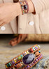 Boho Bracelet, 3 Layers Leather Wrap Bracelet, Natural Stone Purple Amethysts